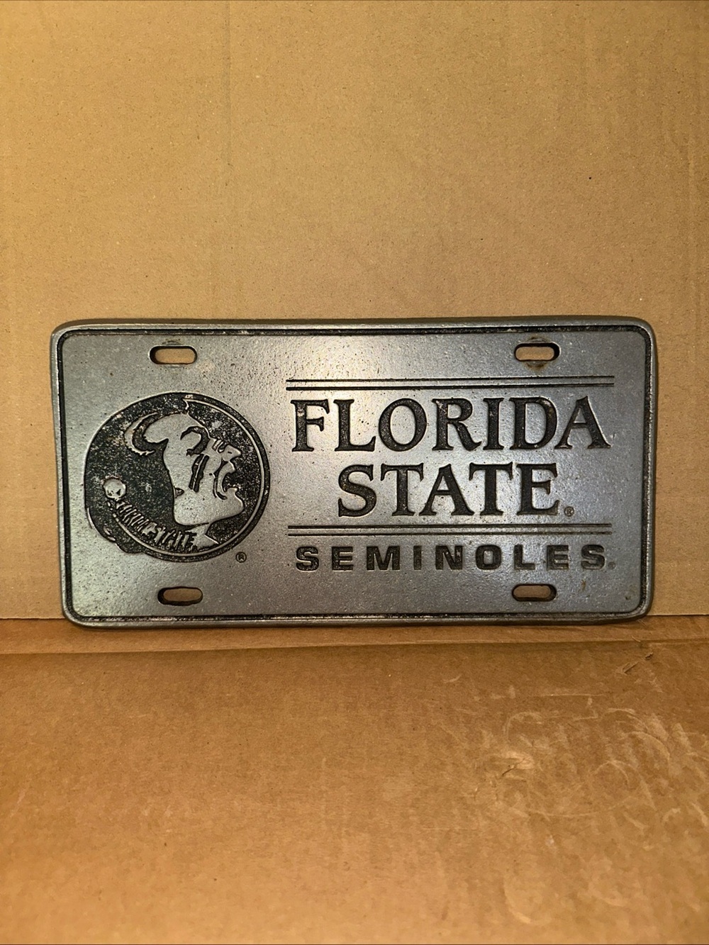 Florida State Seminoles aluminum pewter Metal License Plate - Gray